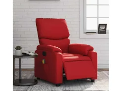 Poltrona massagens reclinável elétrica couro artif. vermelho SHL694026