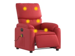 Poltrona massagens reclinável elétrica couro artif. vermelho SHL694026