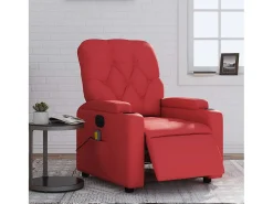 Poltrona massagens reclinável elétrica couro artif. vermelho SHL977858