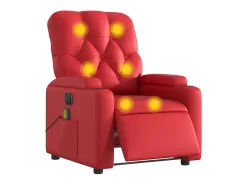 Poltrona massagens reclinável elétrica couro artif. vermelho SHL977858