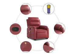 Poltrona massagens reclinável couro artificial vermelho tinto SHL265759