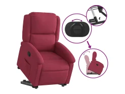 Poltrona massagens reclinável elevatória veludo vermelho tinto SHL22225