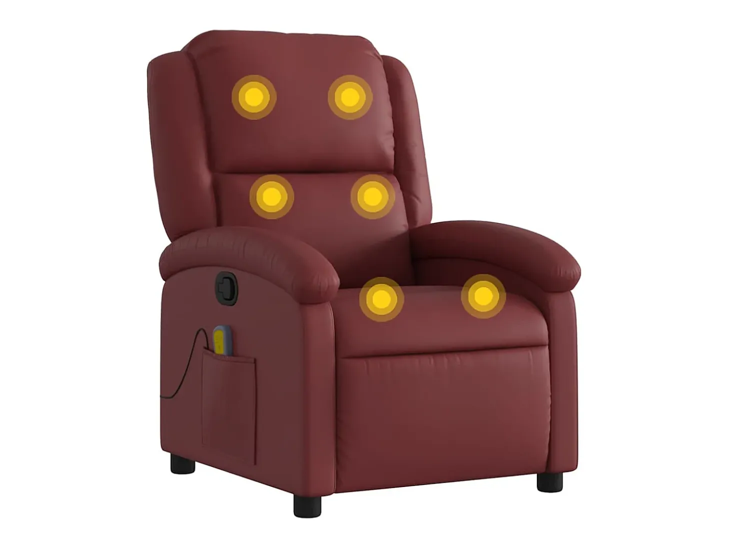 Poltrona massagens reclinável couro artificial vermelho tinto