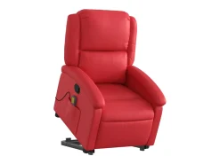 Poltrona massagens reclinável elevatória couro artif. vermelho SHL349011