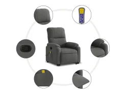 Poltrona massagens reclin. elevatória microfibra cinza-escuro SHL254807