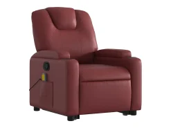 Poltrona massagens reclinável couro artificial vermelho tinto SHL466019