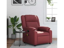 Poltrona massagens reclinável couro artificial vermelho tinto SHL317074