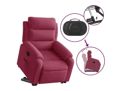 Poltrona massagens reclinável elevatória veludo vermelho tinto SHL837174