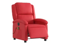 Poltrona massagens reclinável elétrica couro artif. vermelho SHL690304