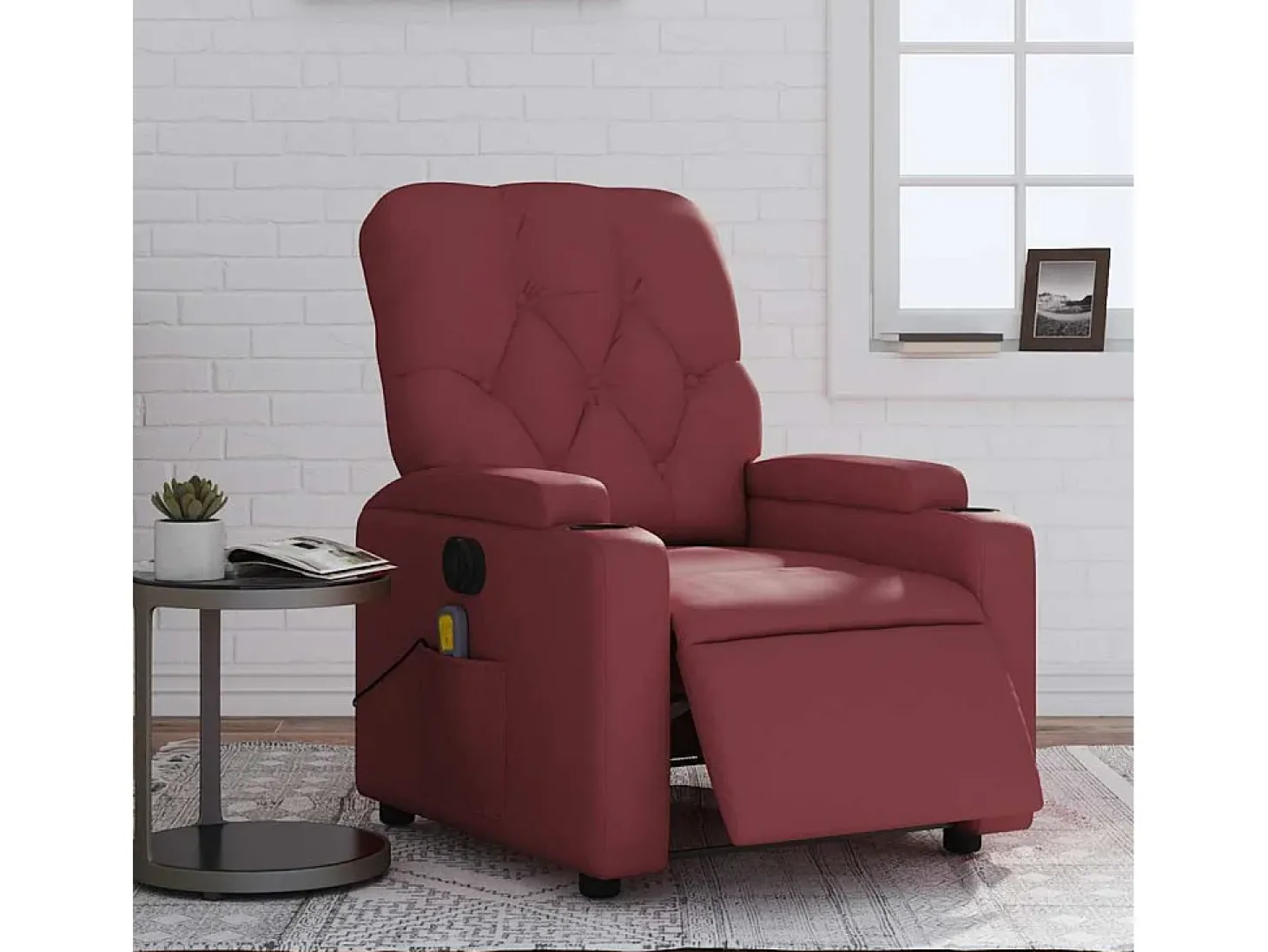 Poltrona massagens reclin. elétrica couro artif. vermelho-tinto SHL742463