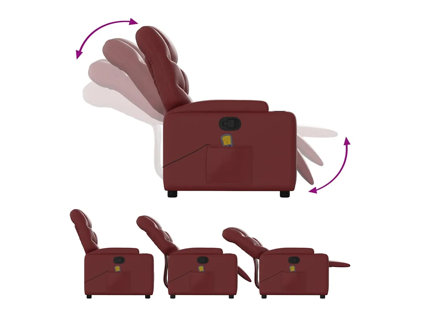 Poltrona massagens reclinável couro artificial vermelho tinto SHL197487