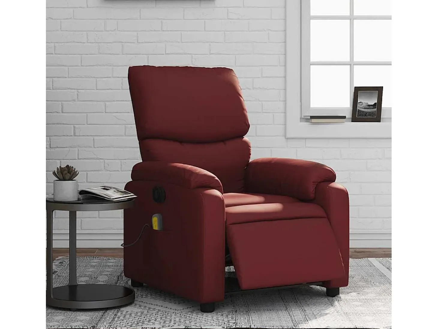 Poltrona massagens reclin. elétrica couro artif. vermelho-tinto SHL473794