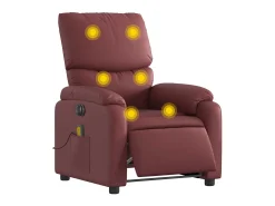 Poltrona massagens reclin. elétrica couro artif. vermelho-tinto SHL473794