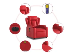 Poltrona massagens reclinável elétrica couro artif. vermelho SHL185716