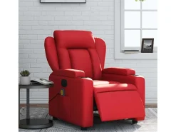 Poltrona massagens reclinável elétrica couro artif. vermelho SHL185716
