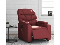 Poltrona massagens reclin. elétrica couro artif. vermelho-tinto SHL723646