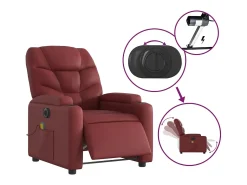 Poltrona massagens reclin. elétrica couro artif. vermelho-tinto SHL723646