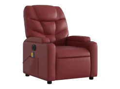 Poltrona massagens reclin. elétrica couro artif. vermelho-tinto SHL723646