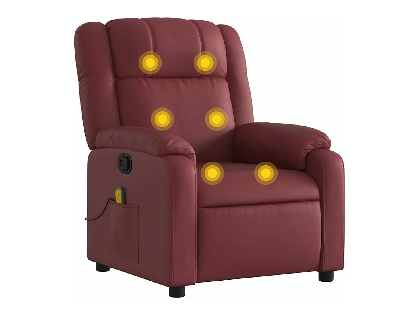 Poltrona massagens reclinável couro artificial vermelho tinto