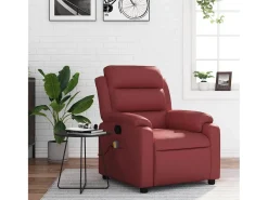 Poltrona massagens reclinável couro artificial vermelho tinto SHL682684