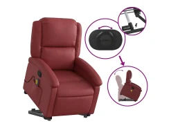 Poltrona massagens reclinável couro artificial vermelho tinto SHL64737