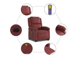 Poltrona massagens reclinável couro artificial vermelho tinto SHL64737