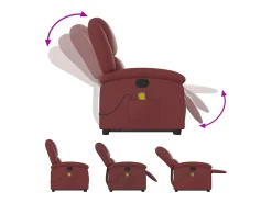 Poltrona massagens reclinável couro artificial vermelho tinto SHL64737