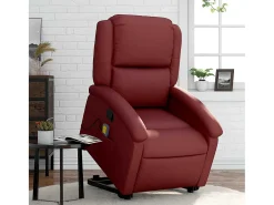 Poltrona massagens reclinável couro artificial vermelho tinto SHL64737