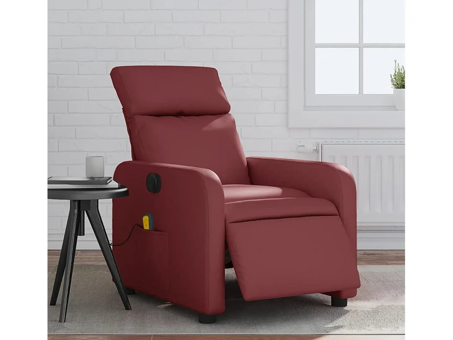 Poltrona massagens reclin. elétrica couro artif. vermelho-tinto SHL259418