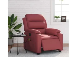 Poltrona massagens reclin. elétrica couro artif. vermelho-tinto SHL784007