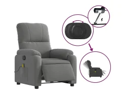 Poltrona massagens reclinável elétrica microfibra cinza-escuro SHL496139