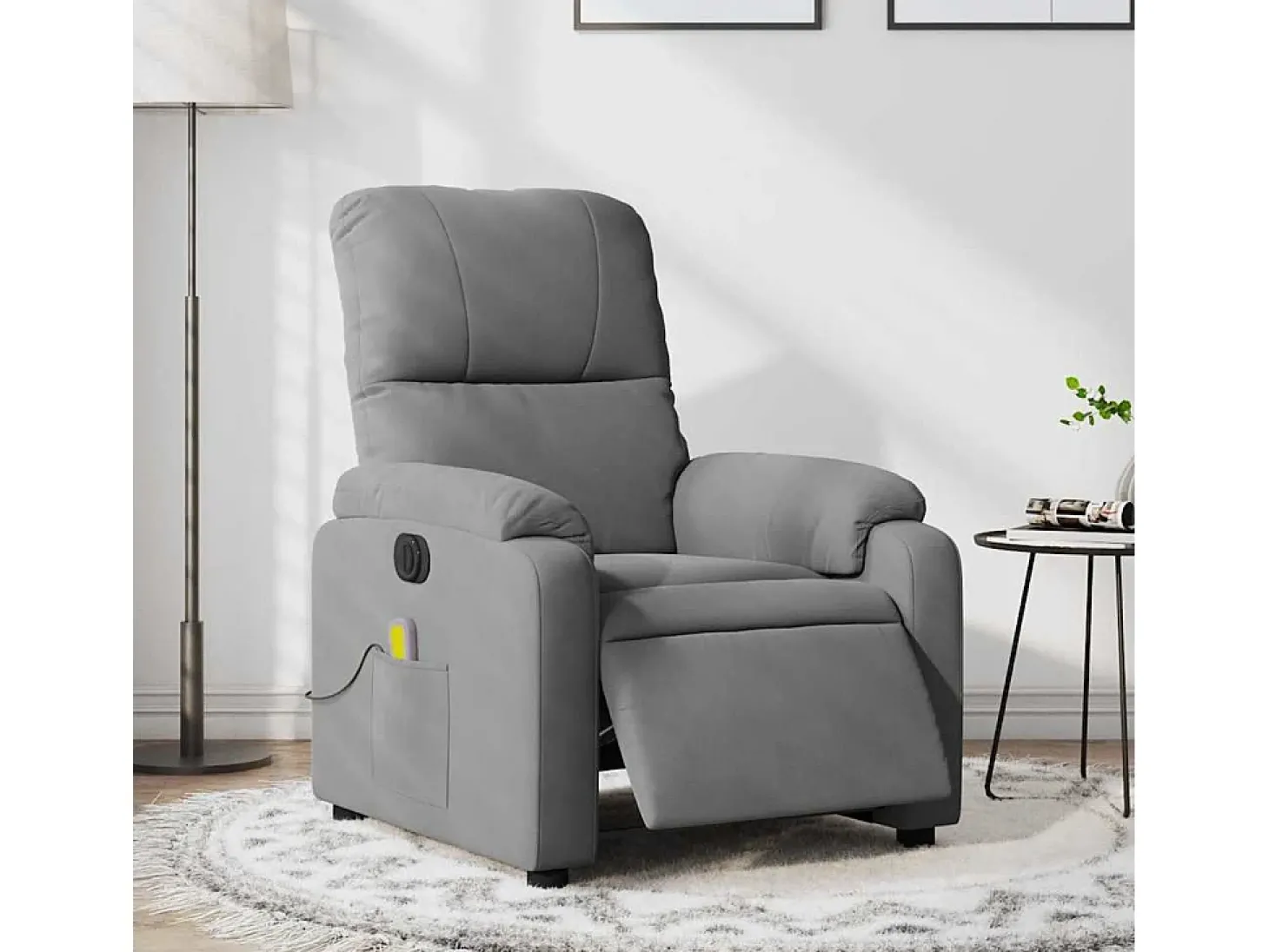 Poltrona massagens reclinável elétrica microfibra cinza-escuro SHL496139