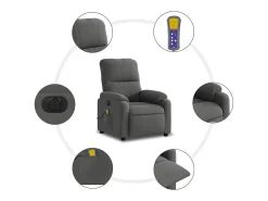 Poltrona massagens reclinável elétrica microfibra cinza-escuro SHL496139