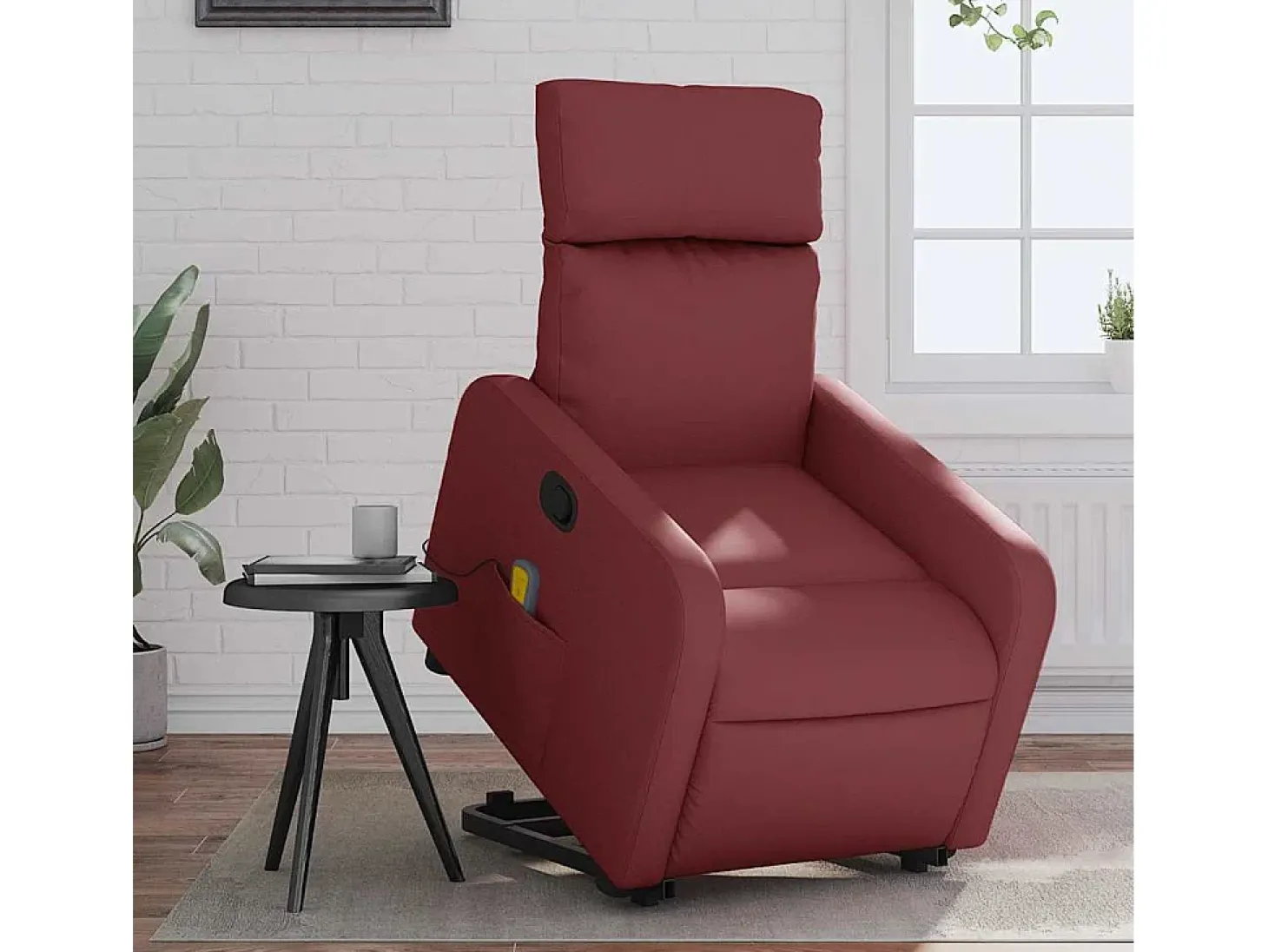 Poltrona massagens reclinável couro artificial vermelho tinto SHL827276