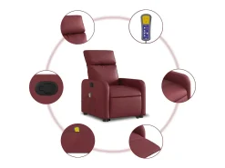 Poltrona massagens reclinável couro artificial vermelho tinto SHL827276