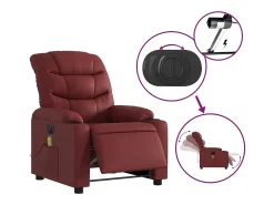 Poltrona massagens reclin. elétrica couro artif. vermelho-tinto SHL579982