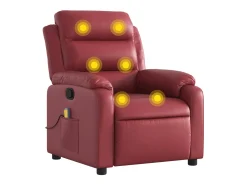 Poltrona massagens reclinável couro artificial vermelho tinto