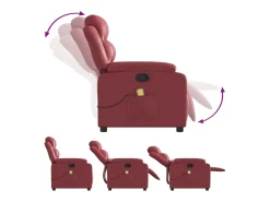 Poltrona massagens reclinável couro artificial vermelho tinto