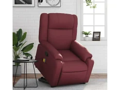Poltrona massagens reclinável couro artificial vermelho tinto SHL667008