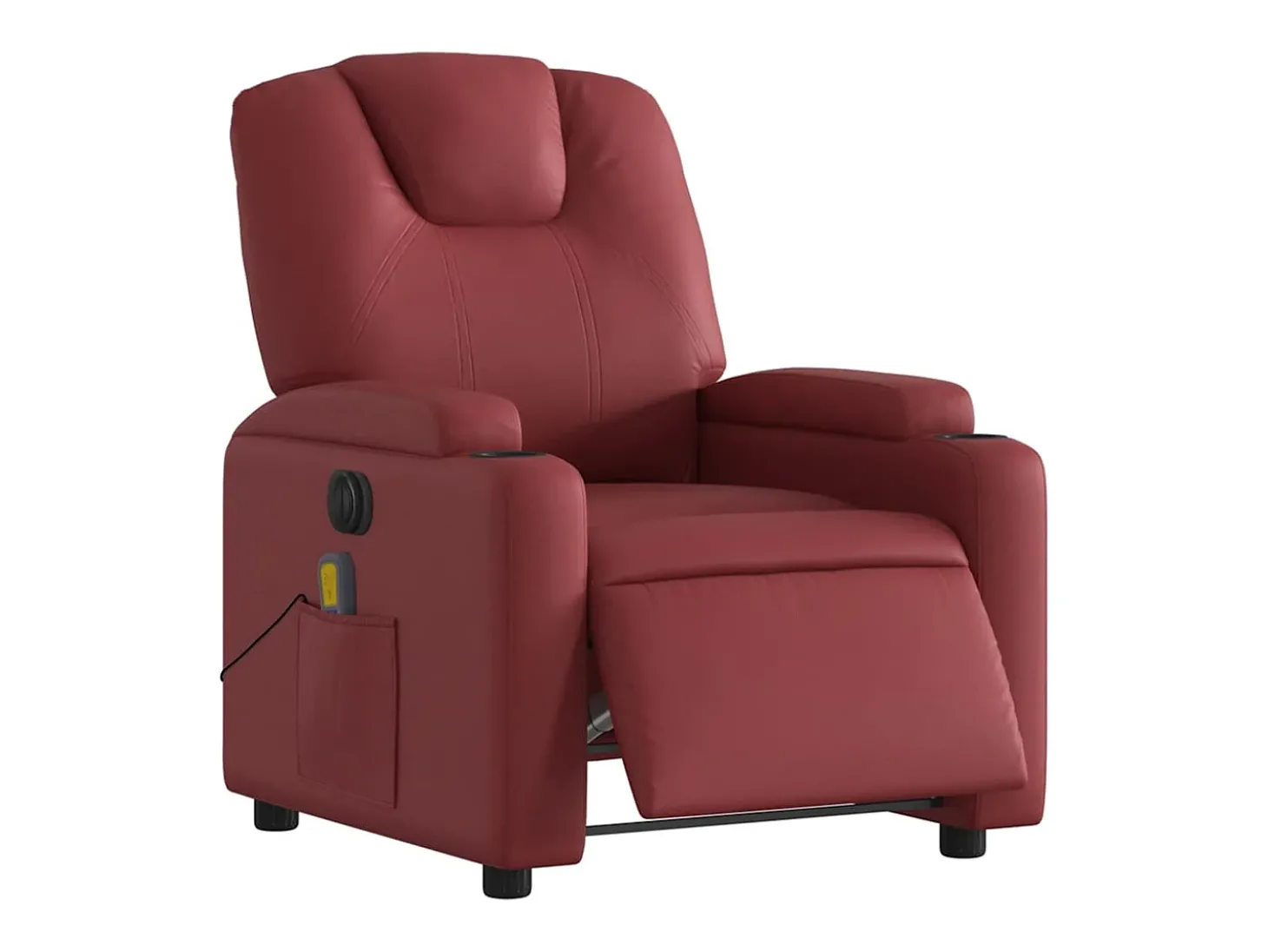 Poltrona massagens reclin. elétrica couro artif. vermelho-tinto SHL789234