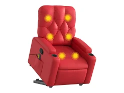 Poltrona massagens reclinável elevatória couro artif. vermelho SHL731238