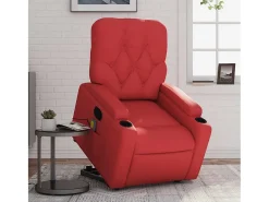 Poltrona massagens reclinável elevatória couro artif. vermelho SHL731238