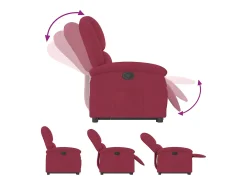 Poltrona massagens reclinável elevatória veludo vermelho tinto
