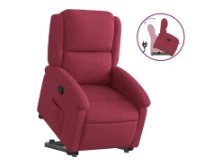 Poltrona massagens reclinável elevatória veludo vermelho tinto