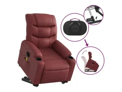 Poltrona massagens reclinável couro artificial vermelho tinto SHL547891