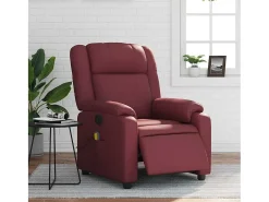 Poltrona massagens reclin. elétrica couro artif. vermelho-tinto SHL496005