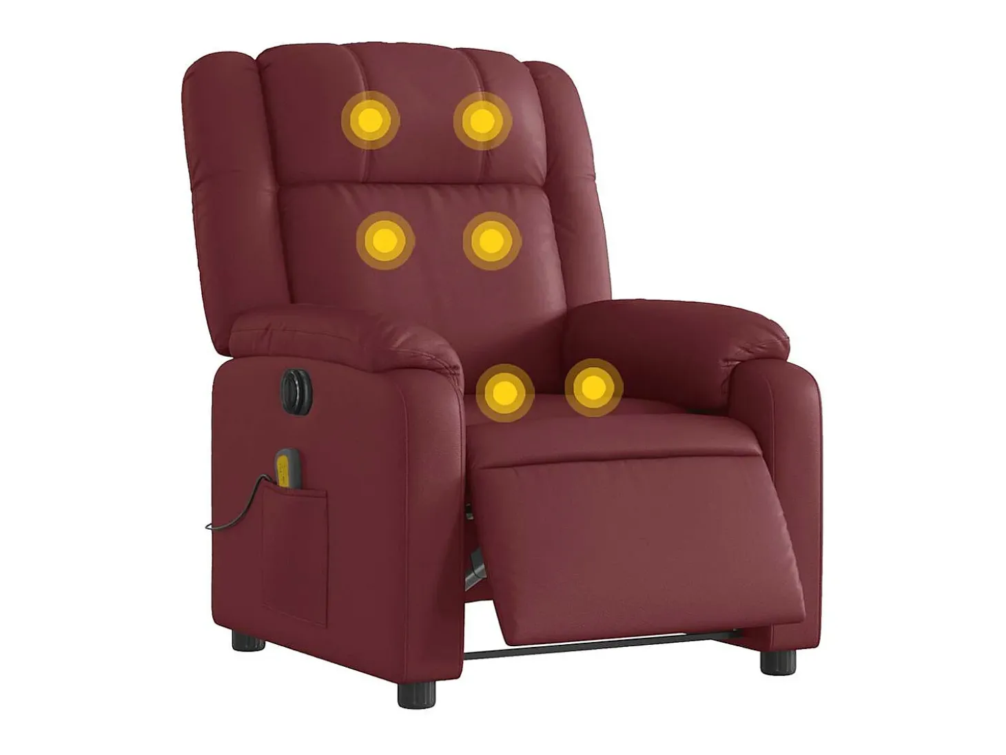 Poltrona massagens reclin. elétrica couro artif. vermelho-tinto SHL496005