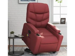 Poltrona massagens reclinável couro artificial vermelho tinto SHL100810