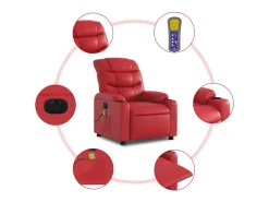 Poltrona massagens reclinável elétrica couro artif. vermelho SHL379186