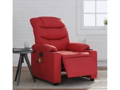 Poltrona massagens reclinável elétrica couro artif. vermelho SHL379186